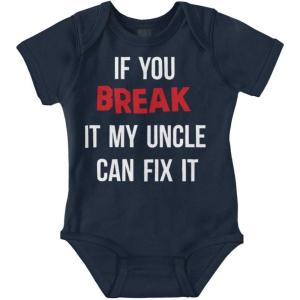 Brisco Brands You Break It My Uncle Can Fix It Baby Romper Boys or Girls(Navy)