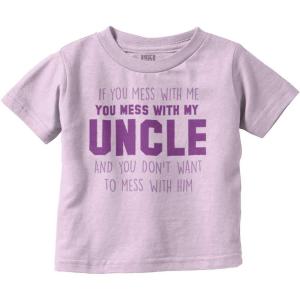 Brisco Brands You Mess with My Uncle Toddler Boy Girl T Shirt(Pink)