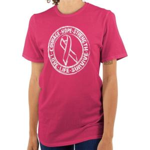 Courage Strength Love Life Support Womens Graphic T Shirt Tees(Heliconia)