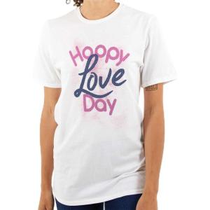 Happy Love Day Cute Valentines Womens Graphic T Shirt Tees(White)