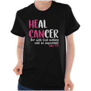 He Can Heal Cancer Religious BCA Womens Graphic T Shirt Tees(Black)