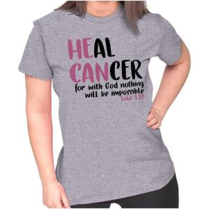 He Can Heal Cancer Religious BCA Womens Slim Fit Graphic Tee(Sport Grey)