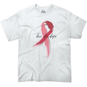 Love Life Hope Breast Cancer Aware Womens Graphic T Shirt Tees(White)