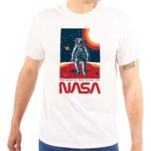 NASA Landed on The Moon Astronaut Graphic T Shirt Men or Women(White)