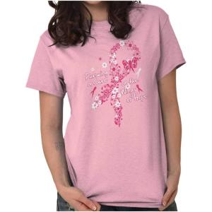 Pursuing a Cure for Breast Cancer Womens Graphic T Shirt Tees(Light Pink)