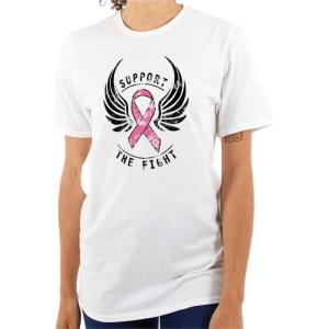 Support The Fight Breast Cancer Pink Womens Graphic T Shirt Tees(White)