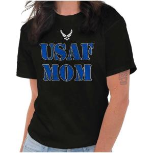 US Air Force USAF Military Family Support Womens Graphic T Shirt Tees(Black – Mom)