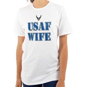 US Air Force USAF Military Family Support Womens Graphic T Shirt Tees(White – Wife)