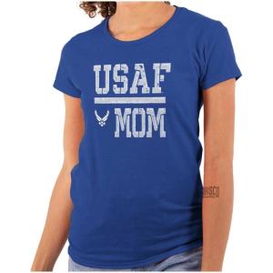 US Air Force USAF Mother Military Mom Womens Slim Fit Graphic Tee(Royal)