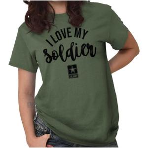 US Army I Love My Soldier Graphic T Shirt Men or Women(Military Green)
