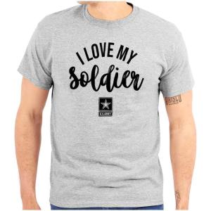 US Army I Love My Soldier Graphic T Shirt Men or Women(Sport Grey)