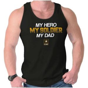 US Army Logo My Dad Hero Soldier Tank Top T Shirts Men Women(Black)