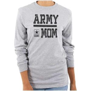 US Army Mom Military Soldier Pride Women’s Long Sleeve T Shirt(Sport Grey)