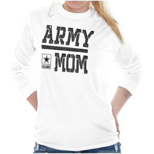 US Army Mom Military Soldier Pride Women’s Long Sleeve T Shirt(White)