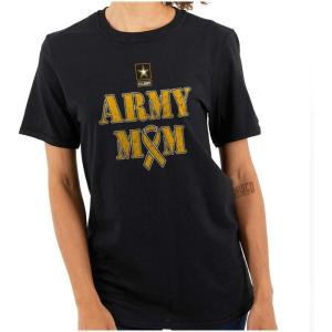 US Army Mom Proud Military Mother Womens Graphic T Shirt Tees(Black)