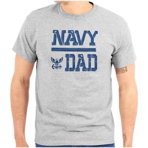 US Navy Dad Military Anchor Logo Mens Graphic T Shirt Tees(Sport Grey)