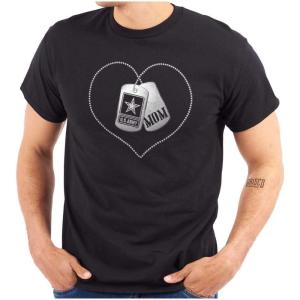 United States Army Mom Dog Tag Heart Womens Graphic T Shirt Tees(Black)