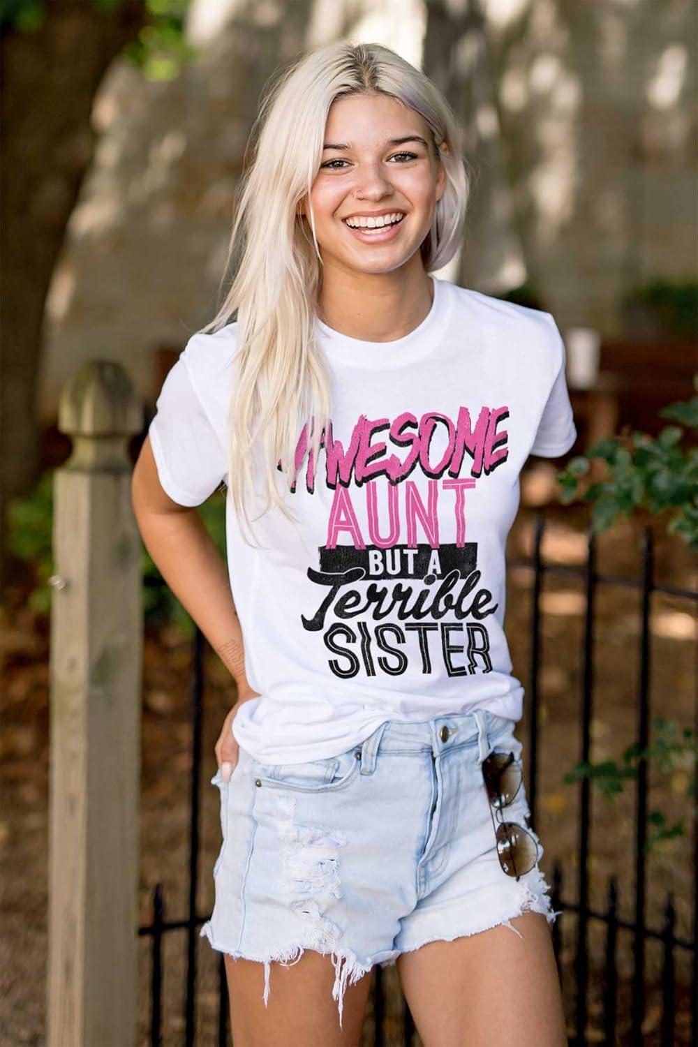 imageBest Awesome Crazy Sister Cute Funny Womens Graphic T Shirt TeesWhite