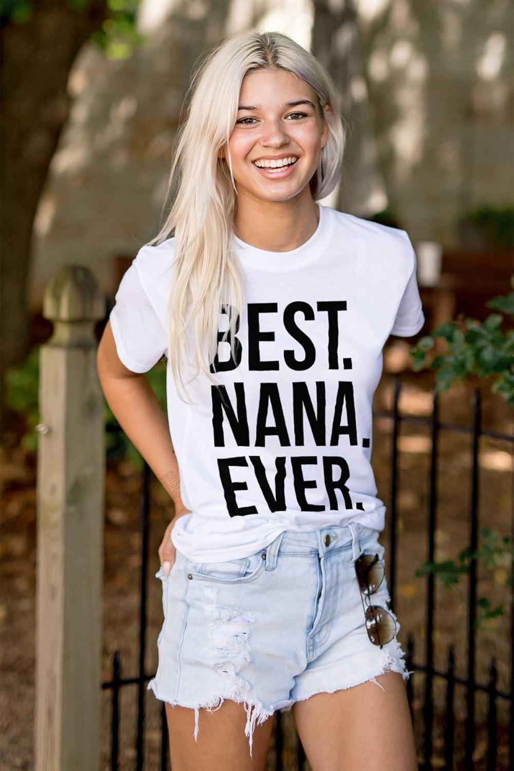 imageBest Nana Ever Grandmother Grandma Womens Graphic T Shirt TeesWhite