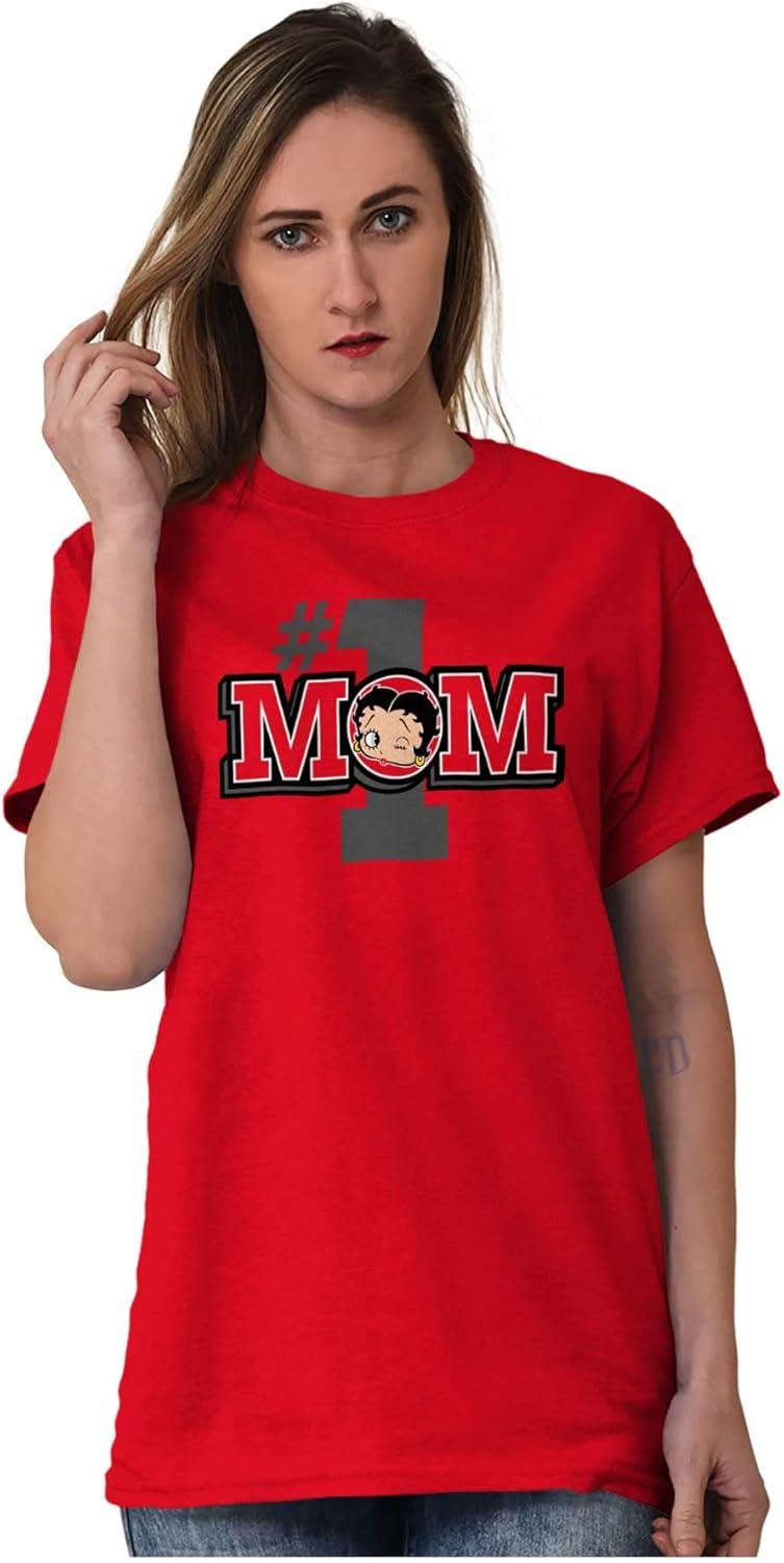 imageBetty Boop Number 1 Mom Mothers Day Womens Graphic T Shirt TeesRed