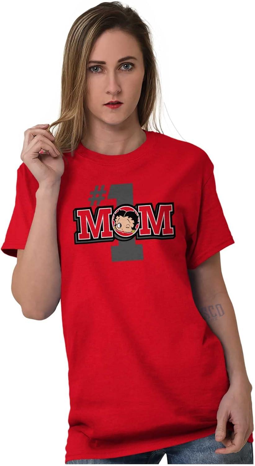 imageBetty Boop Number 1 Mom Mothers Day Womens Graphic T Shirt TeesRed