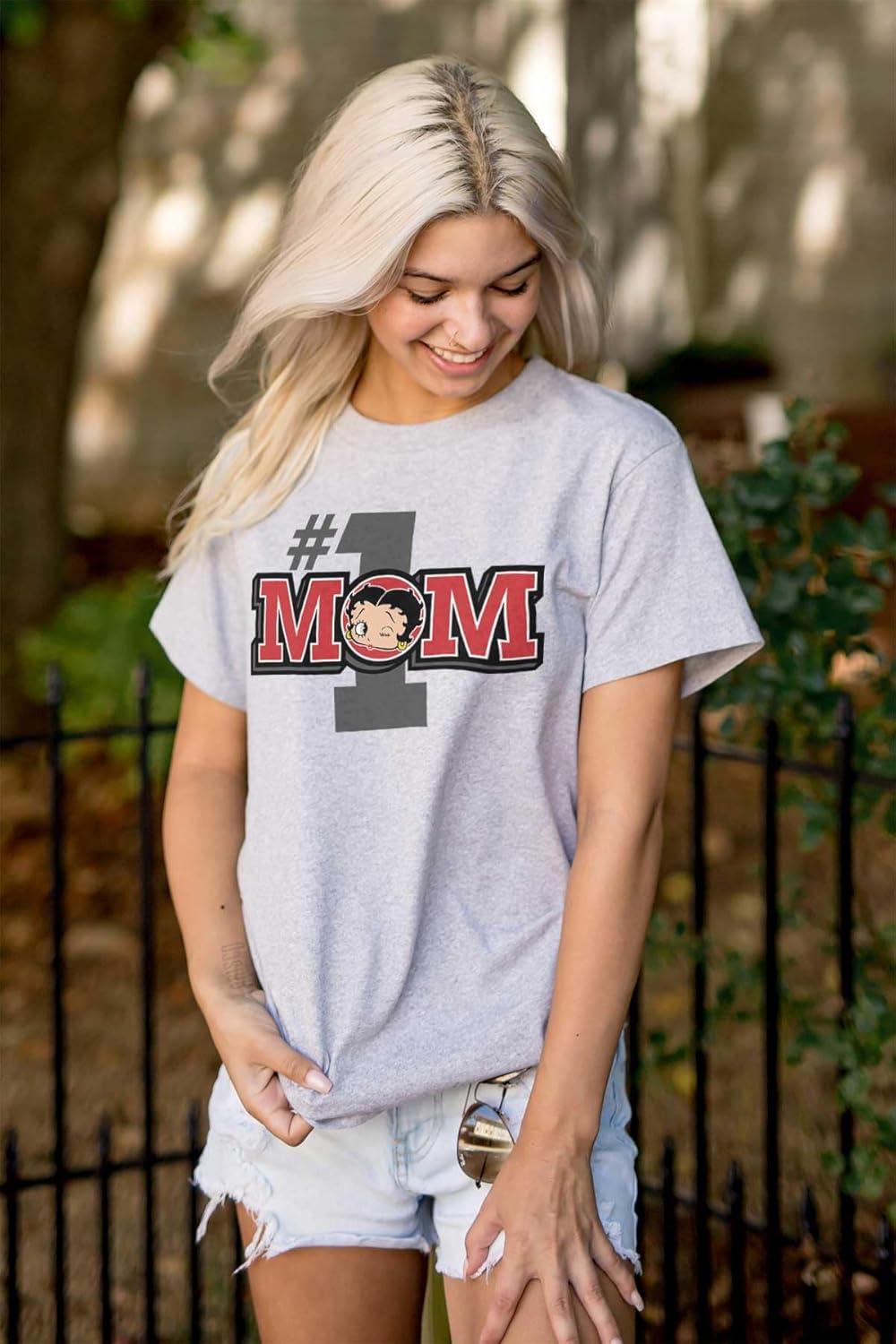 imageBetty Boop Number 1 Mom Mothers Day Womens Graphic T Shirt TeesSport Grey