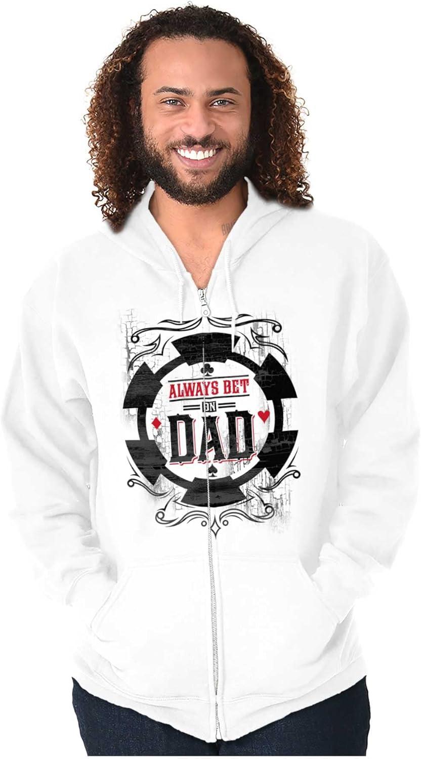 imageBrisco Brands Always Bet On Dad Gambling Chip Zip Hoodie Sweatshirt MenWhite