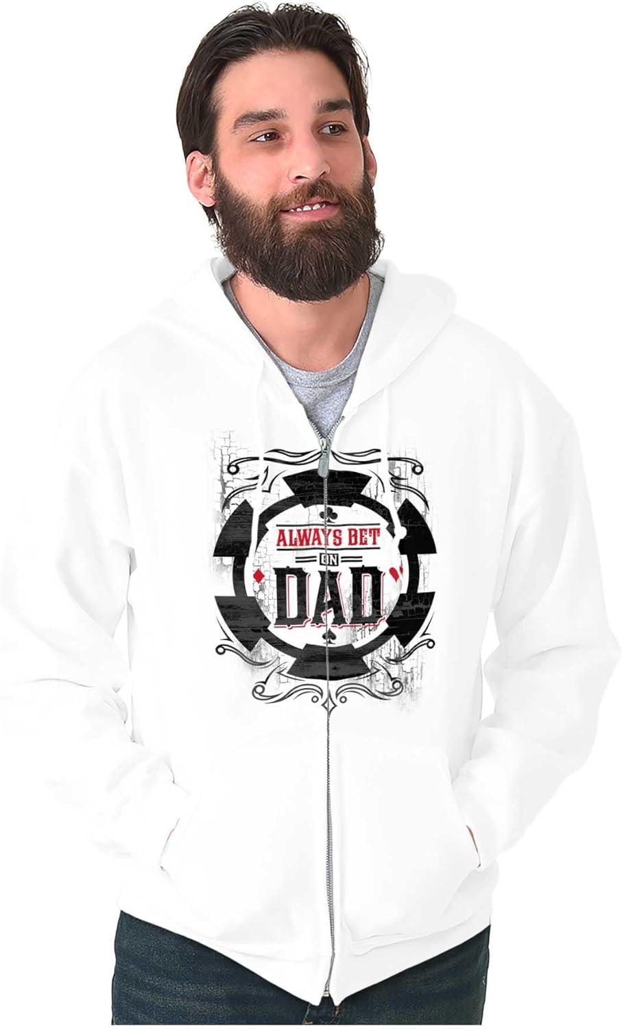 imageBrisco Brands Always Bet On Dad Gambling Chip Zip Hoodie Sweatshirt MenWhite