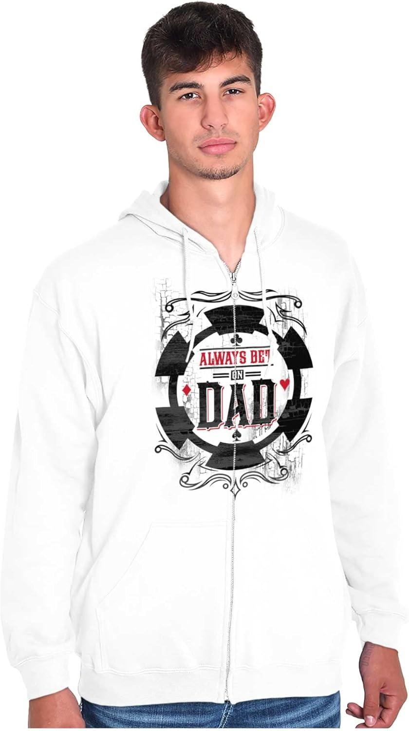 imageBrisco Brands Always Bet On Dad Gambling Chip Zip Hoodie Sweatshirt MenWhite