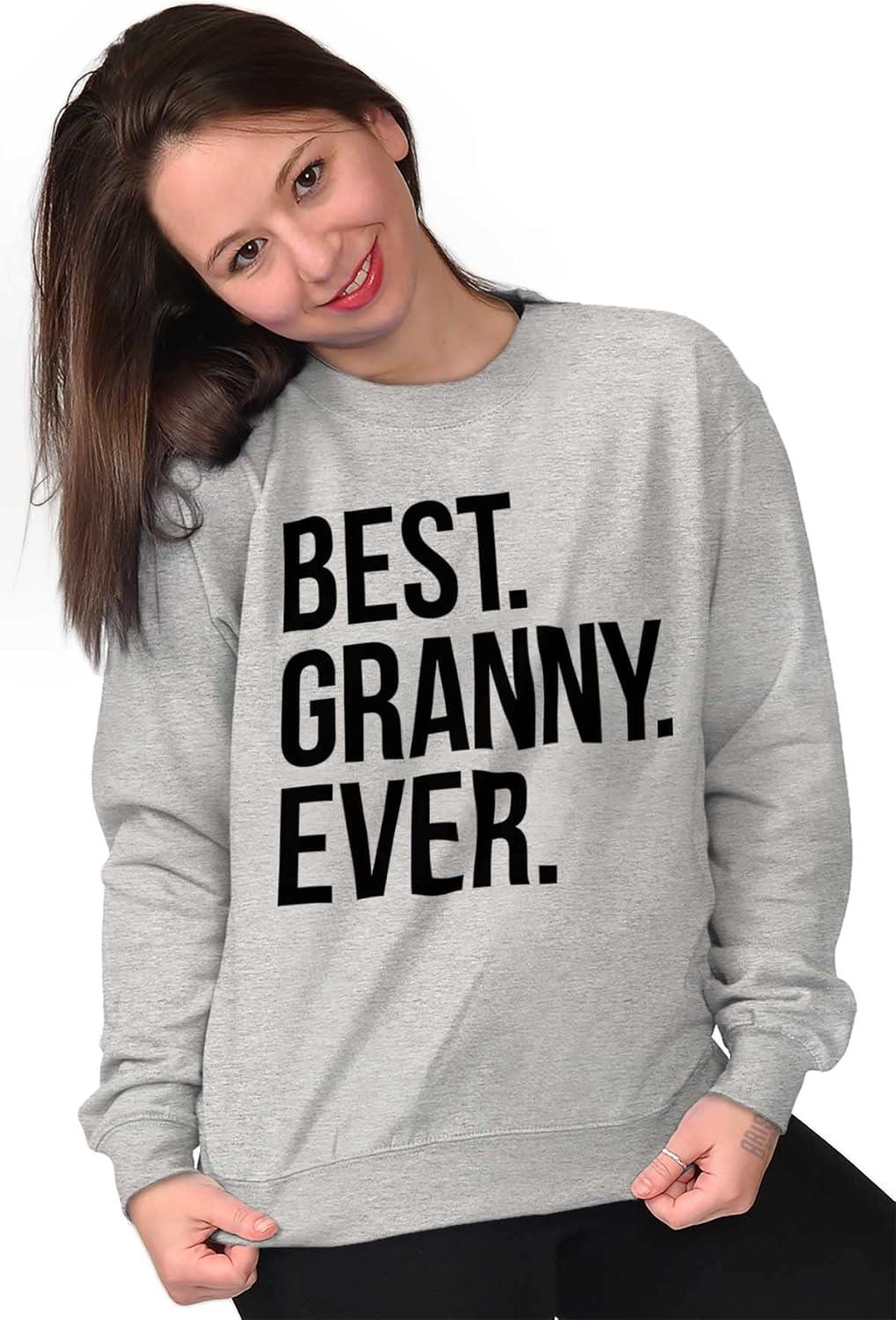 imageBrisco Brands Best Granny Ever Grandma Grams Mother Women Crewneck SweatshirtSport Grey