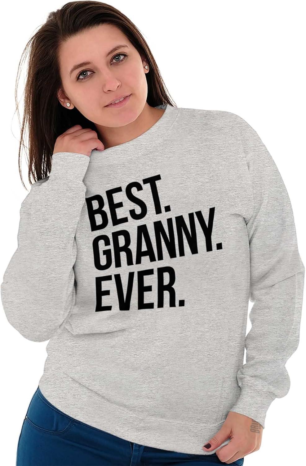 imageBrisco Brands Best Granny Ever Grandma Grams Mother Women Crewneck SweatshirtSport Grey