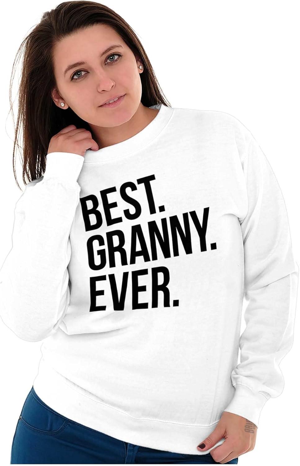 imageBrisco Brands Best Granny Ever Grandma Grams Mother Women Crewneck SweatshirtWhite