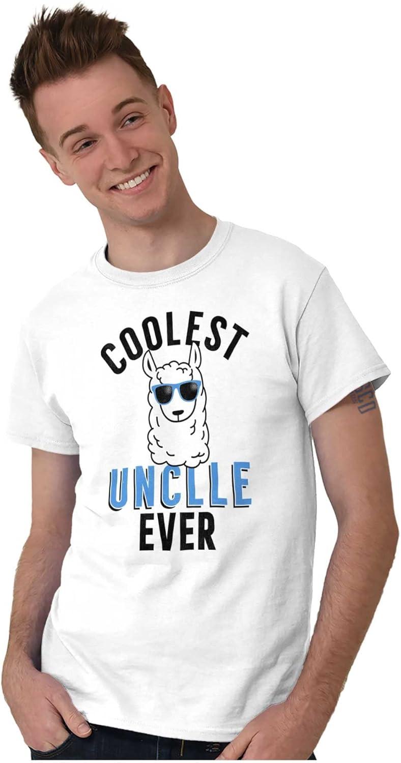 imageBrisco Brands Best Llama Uncle Fathers Day Birthday Mens Graphic T Shirt TeesWhite