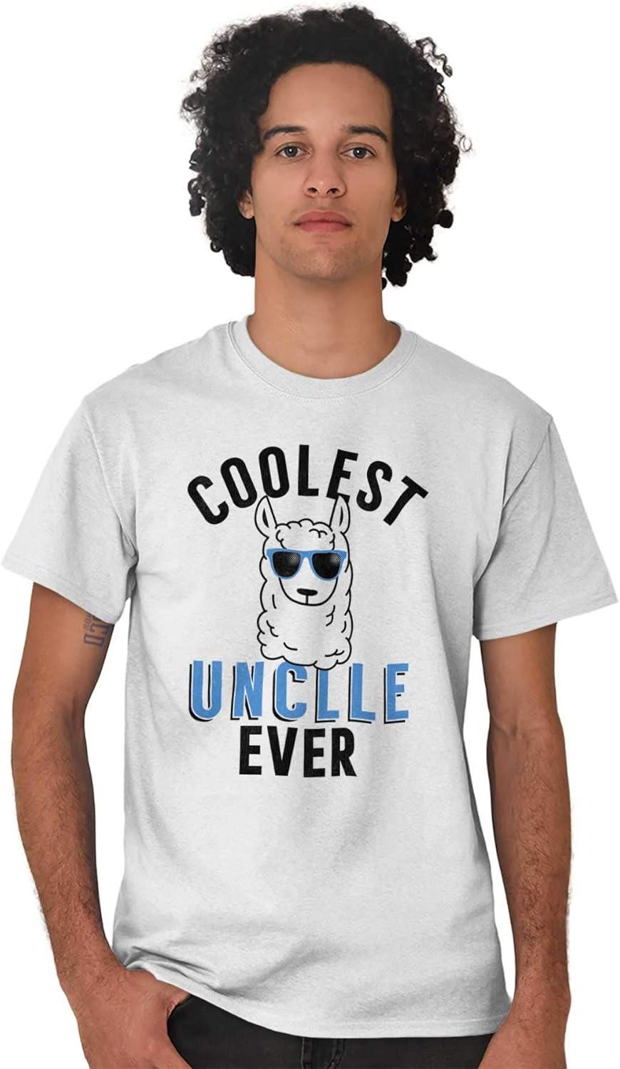imageBrisco Brands Best Llama Uncle Fathers Day Birthday Mens Graphic T Shirt TeesWhite