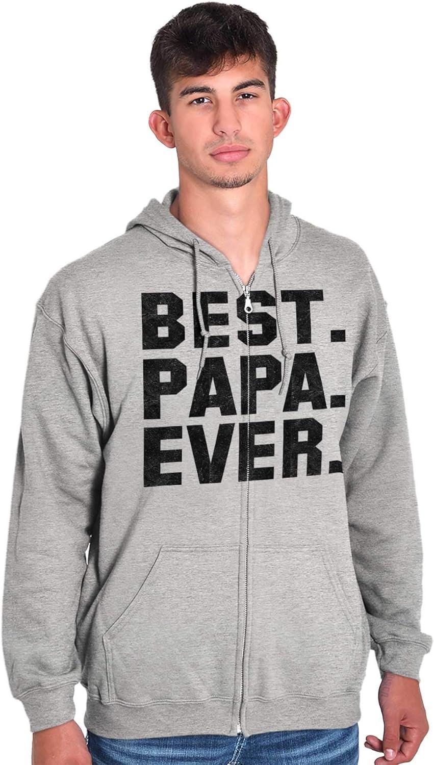 imageBrisco Brands Best Papa Ever Worlds Coolest Father Zip Hoodie Sweatshirt MenSport Grey