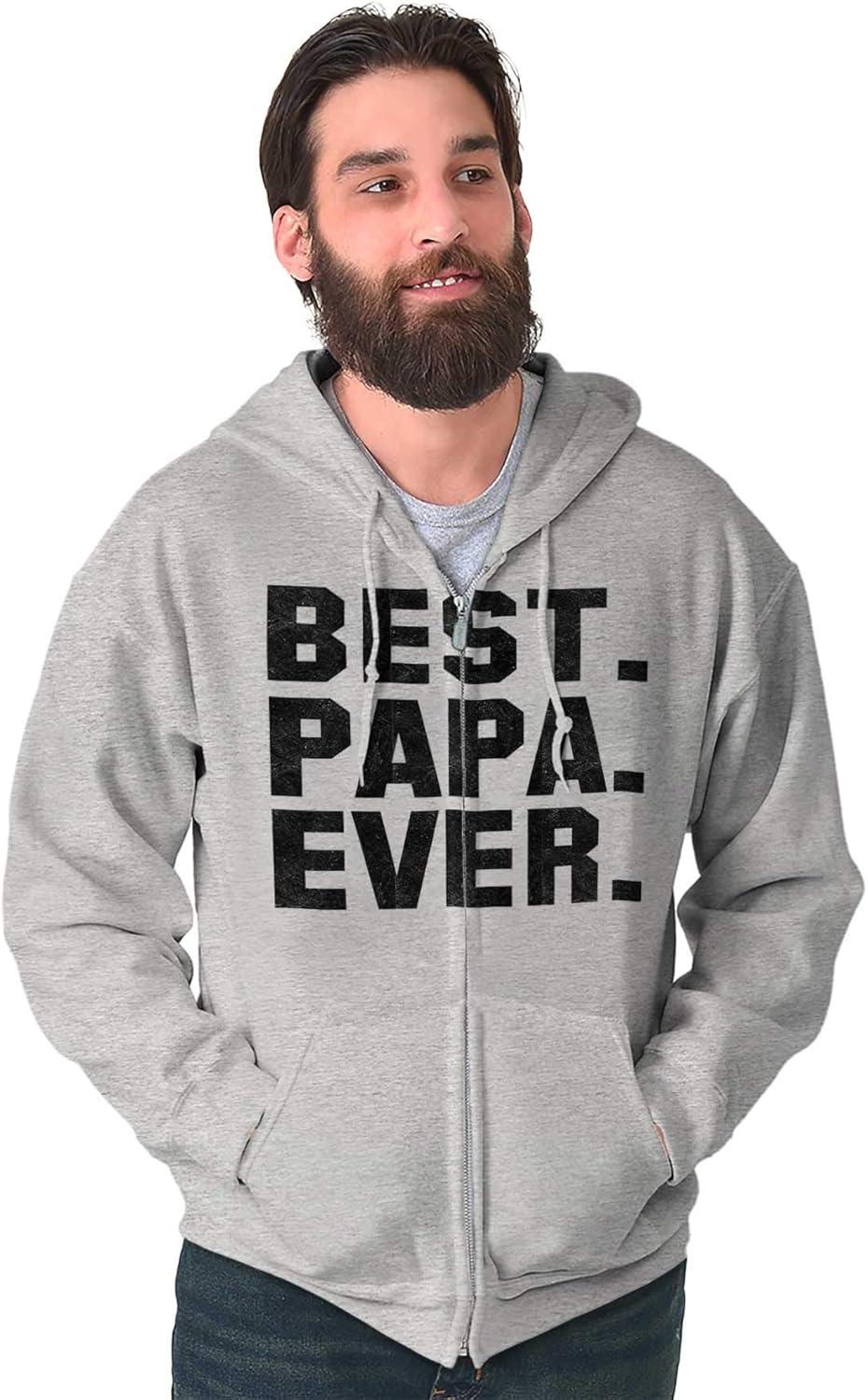 imageBrisco Brands Best Papa Ever Worlds Coolest Father Zip Hoodie Sweatshirt MenSport Grey