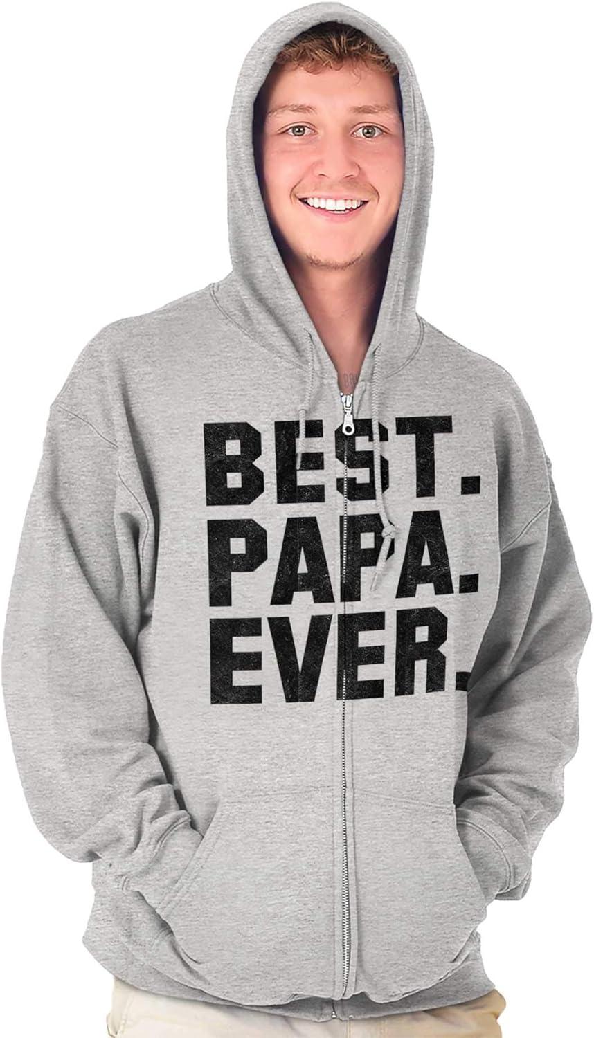imageBrisco Brands Best Papa Ever Worlds Coolest Father Zip Hoodie Sweatshirt MenSport Grey