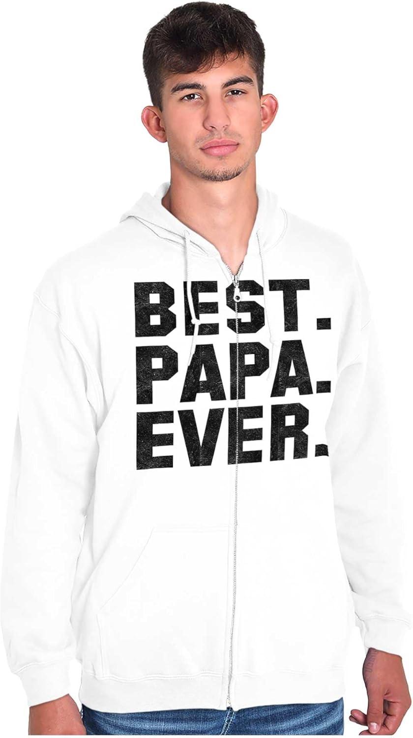 imageBrisco Brands Best Papa Ever Worlds Coolest Father Zip Hoodie Sweatshirt MenWhite