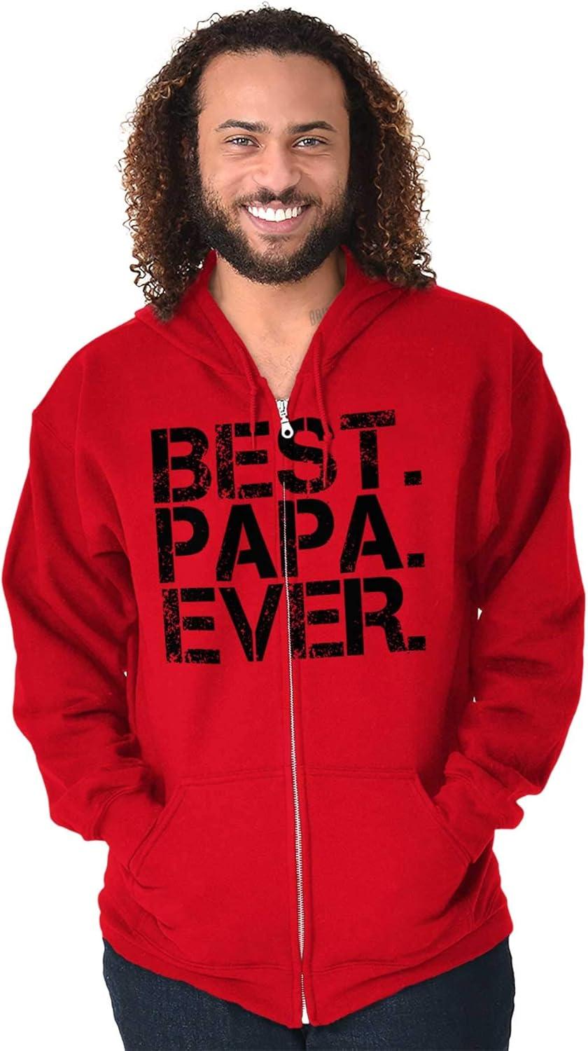 imageBrisco Brands Best Papa Ever Worlds Greatest Father Zip Hoodie Sweatshirt MenRed