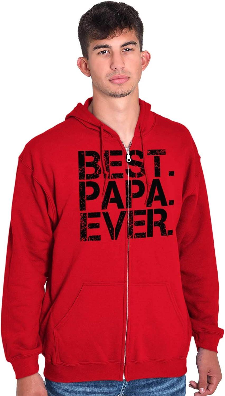 imageBrisco Brands Best Papa Ever Worlds Greatest Father Zip Hoodie Sweatshirt MenRed