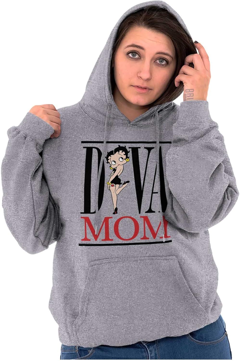 imageBrisco Brands Betty Boop Diva Mom Best Mothers Day Hoodie Sweatshirt WomenSport Grey