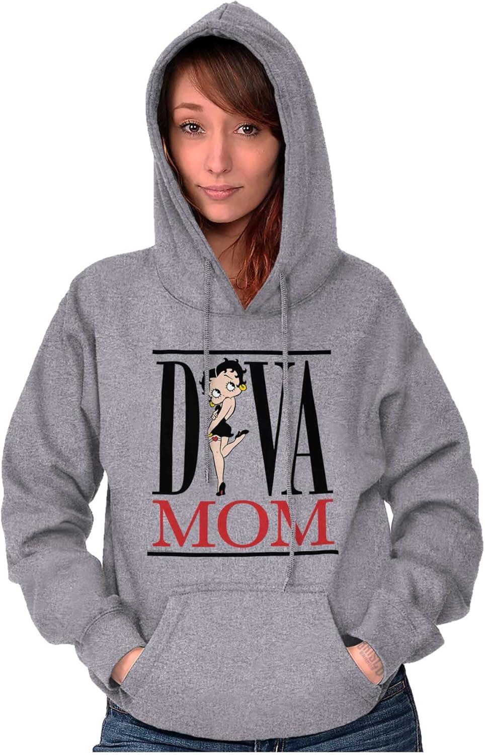 imageBrisco Brands Betty Boop Diva Mom Best Mothers Day Hoodie Sweatshirt WomenSport Grey