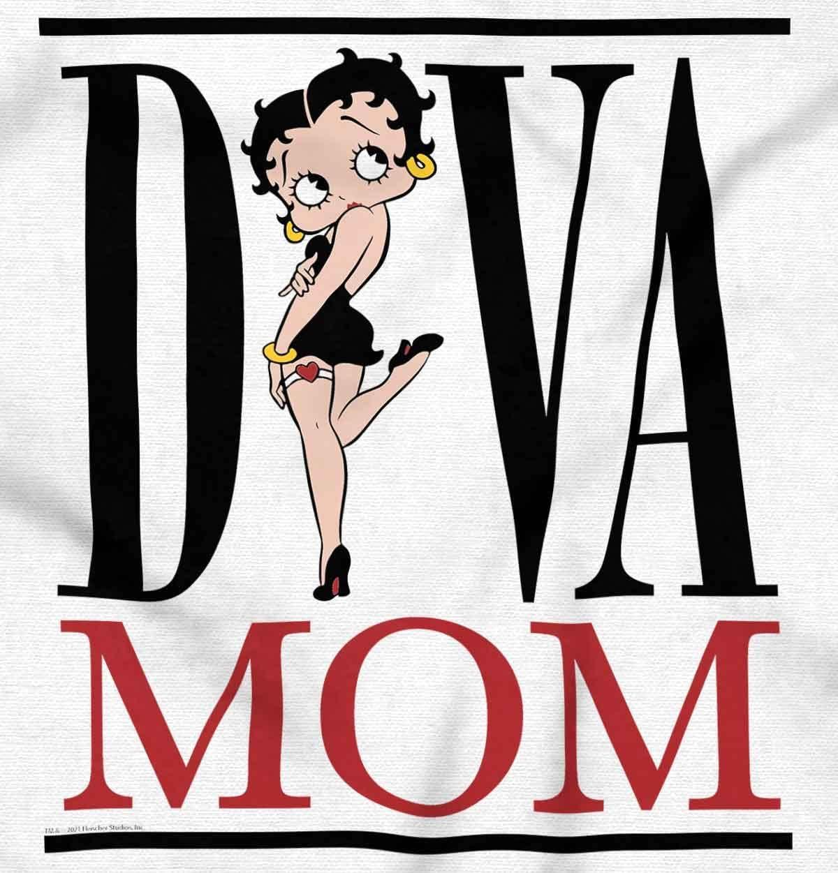 imageBrisco Brands Betty Boop Diva Mom Best Mothers Day Hoodie Sweatshirt WomenWhite