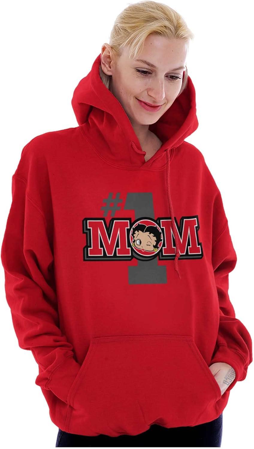 imageBrisco Brands Betty Boop Number 1 Mom Mothers Day Hoodie Sweatshirt WomenRed