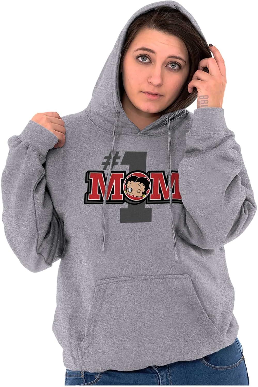 imageBrisco Brands Betty Boop Number 1 Mom Mothers Day Hoodie Sweatshirt WomenSport Grey