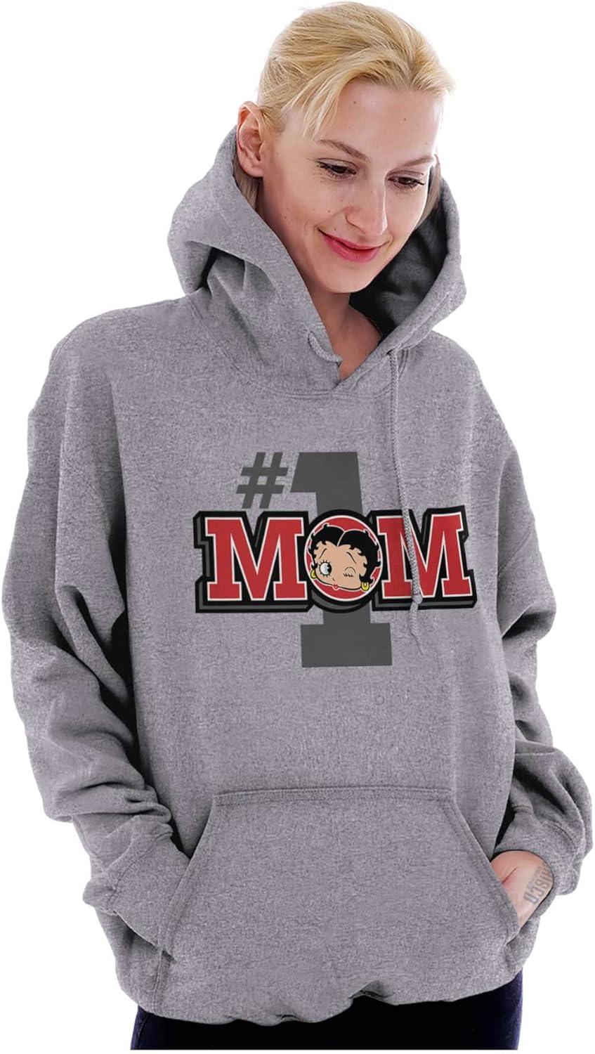 imageBrisco Brands Betty Boop Number 1 Mom Mothers Day Hoodie Sweatshirt WomenSport Grey