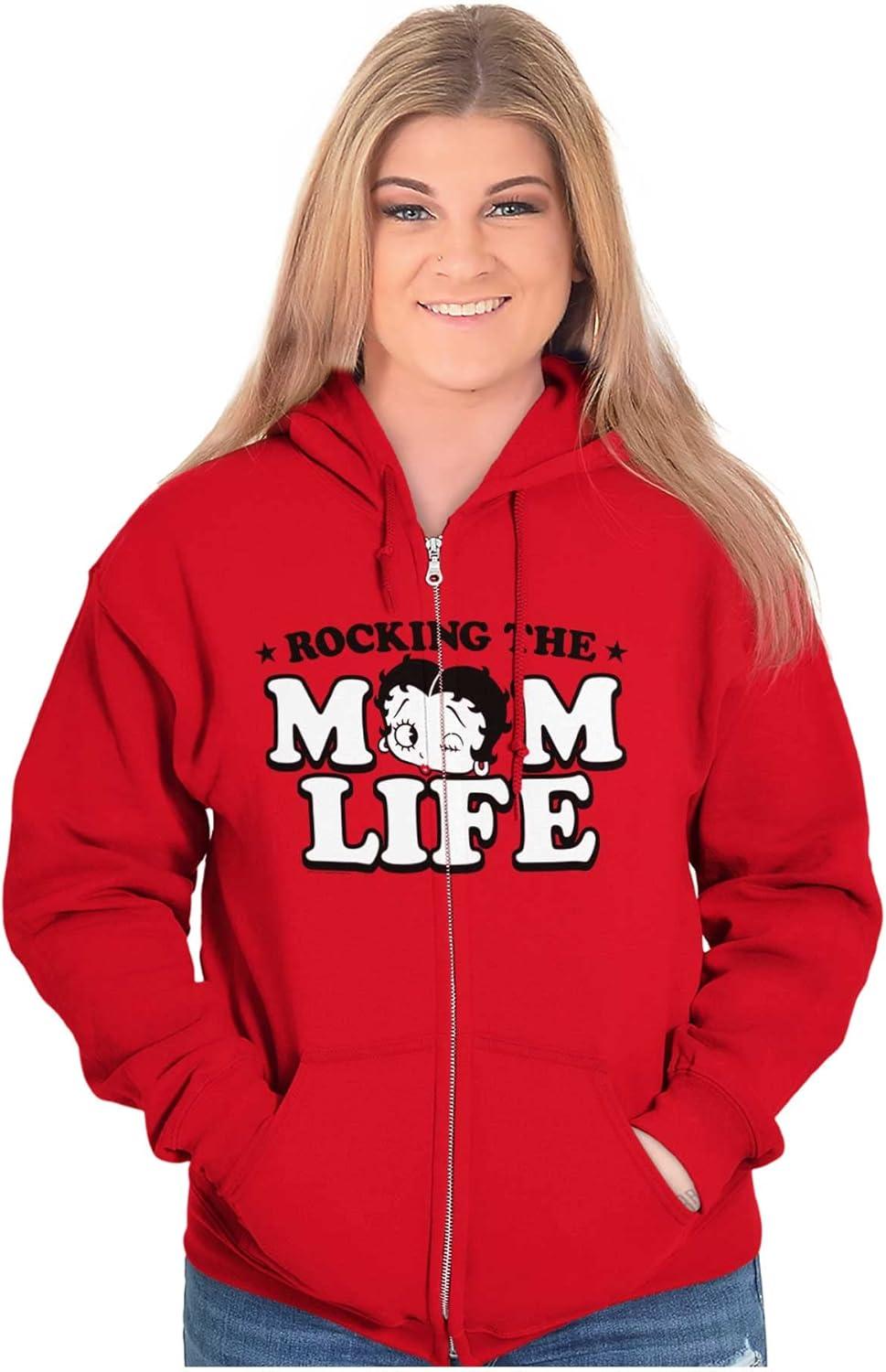 imageBrisco Brands Betty Boop Rocking The Mom Life Zip Hoodie Sweatshirt WomenRed