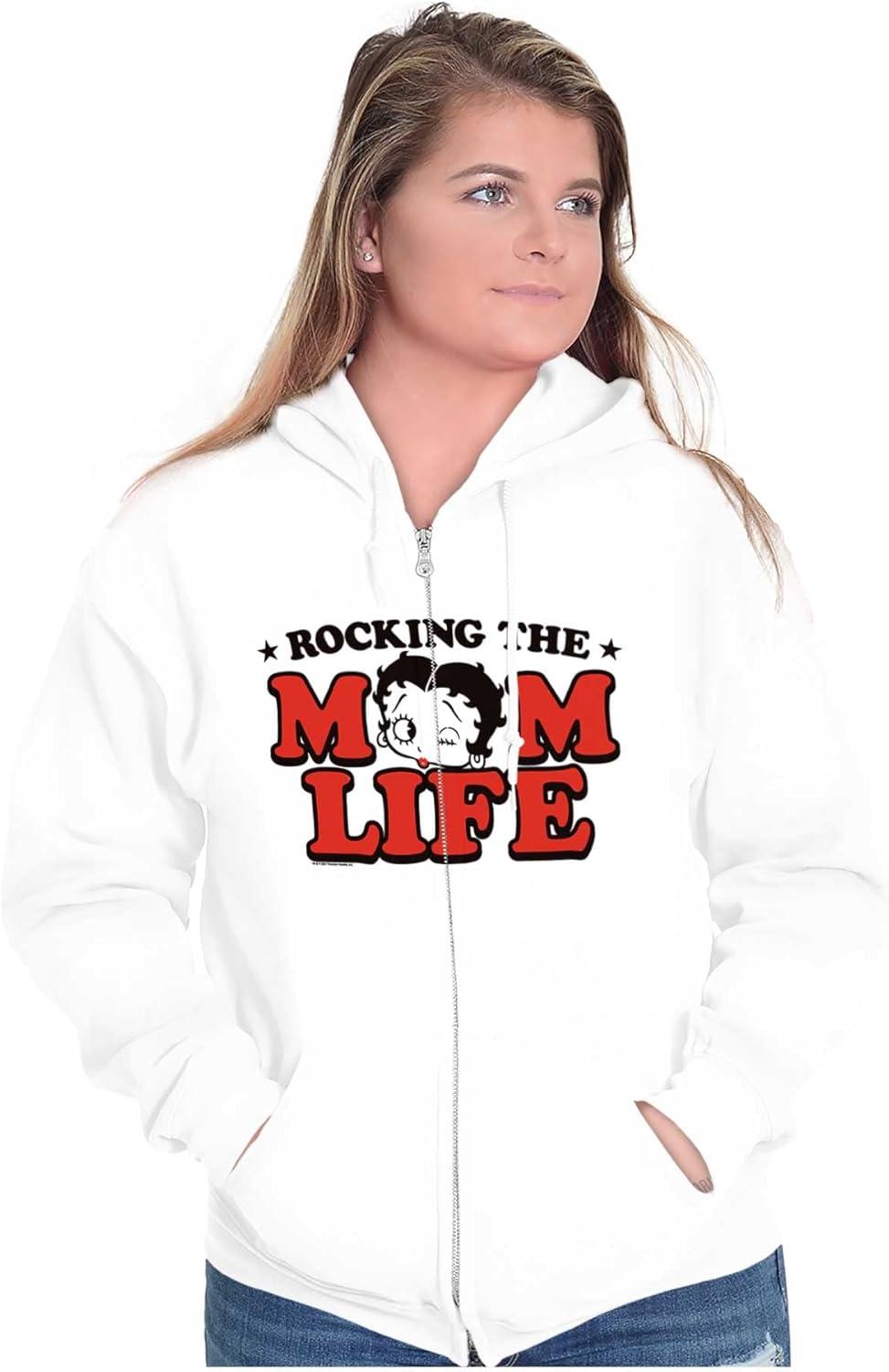 imageBrisco Brands Betty Boop Rocking The Mom Life Zip Hoodie Sweatshirt WomenWhite