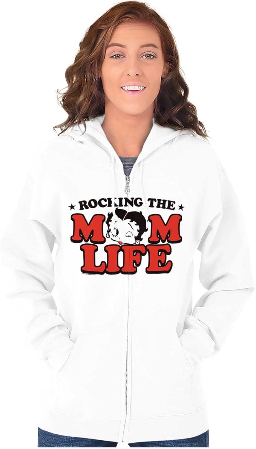 imageBrisco Brands Betty Boop Rocking The Mom Life Zip Hoodie Sweatshirt WomenWhite