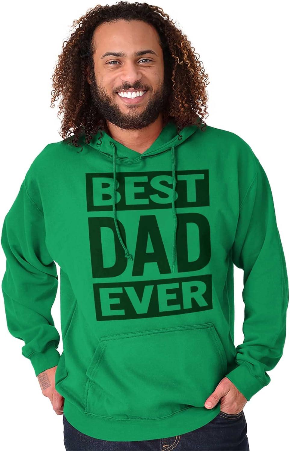 imageBrisco Brands Cool Best Dad Ever Fathers Day Hoodie Hooded Sweatshirt MenIrish Green